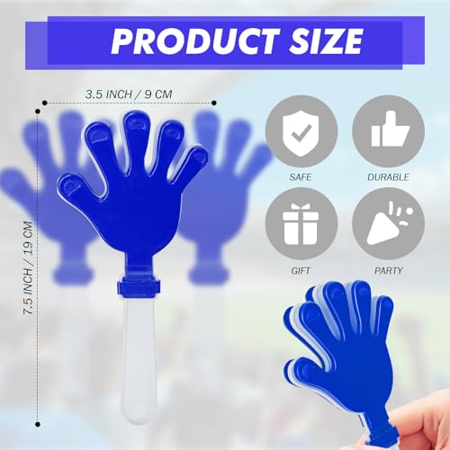 12-Pack Plastic Hand Clappers Noise Makers - Blue and White, 7.5 Inches