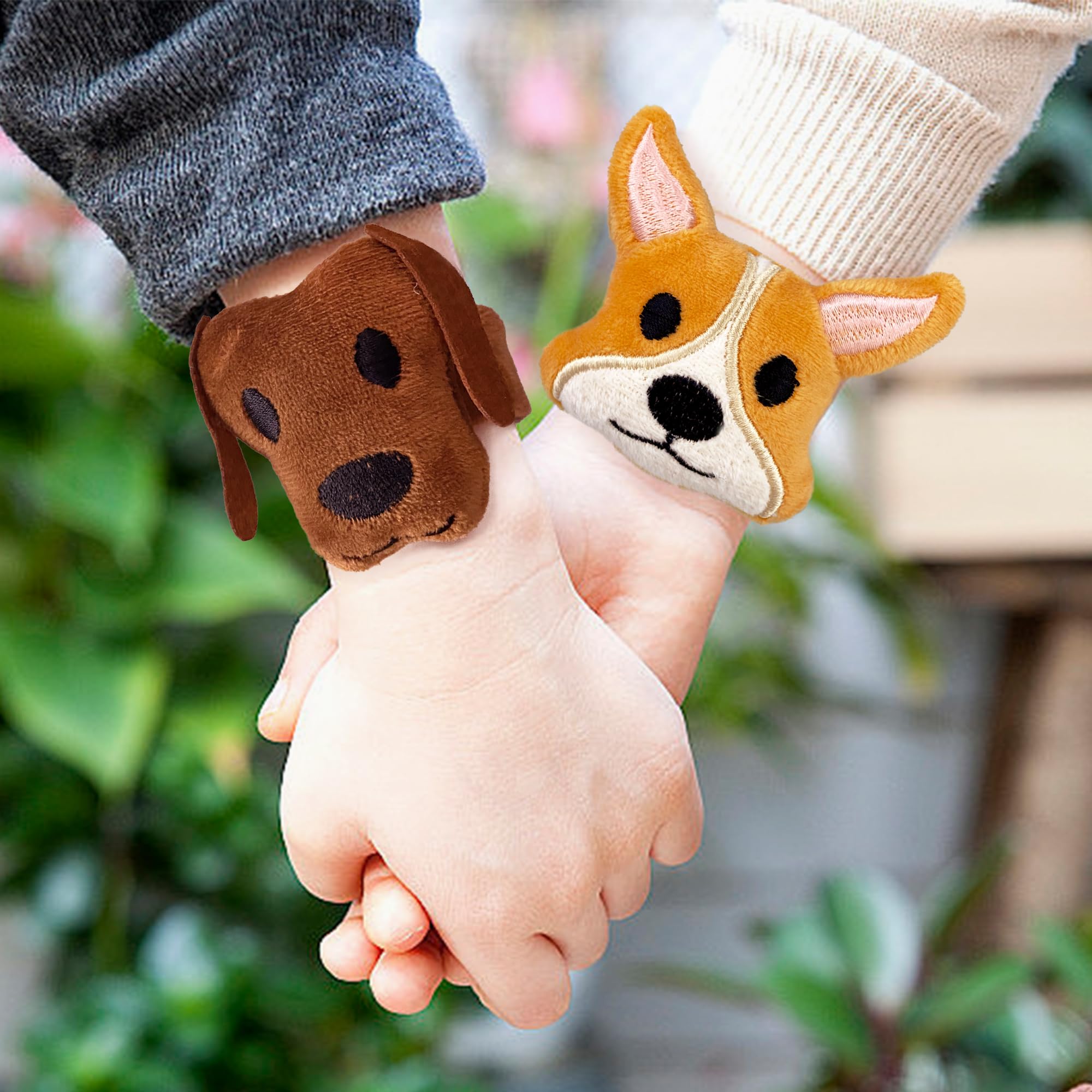 12-Pack Plush Dog Slap Bracelets – Cute Animal Wrist Toys for Party Favors and Gifts
