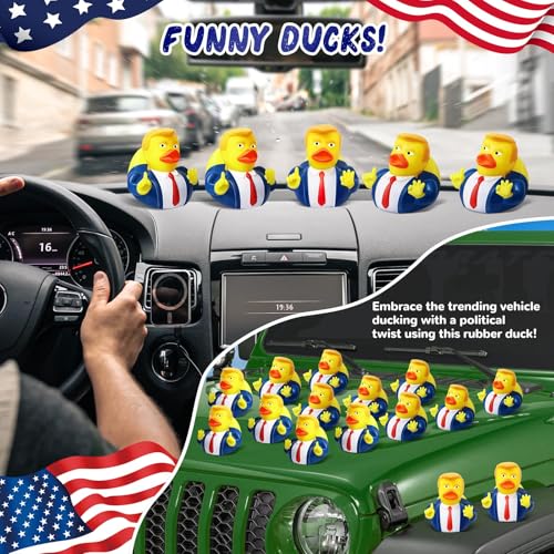 12 Pack President Rubber Ducks – Funny Patriotic Duckies for Bath, Car Dashboard, and Party Favors
