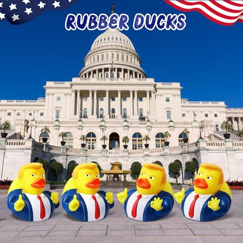 12 Pack President Rubber Ducks – Funny Patriotic Duckies for Bath, Car Dashboard, and Party Favors