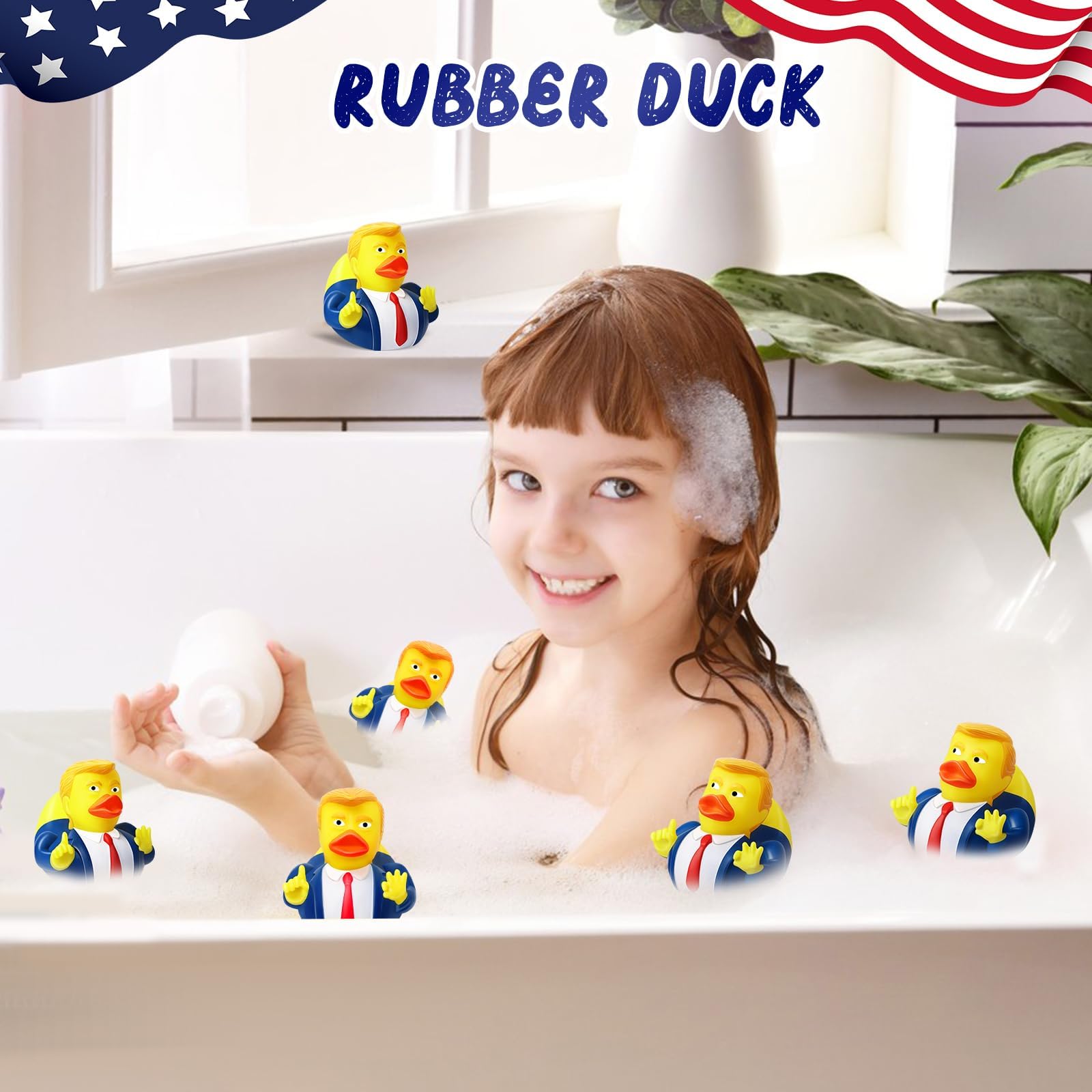 12 Pack President Rubber Ducks – Funny Patriotic Duckies for Bath, Car Dashboard, and Party Favors