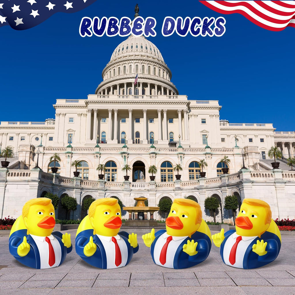 12 Pack President Rubber Ducks – Funny Patriotic Duckies for Bath, Car Dashboard, and Party Favors