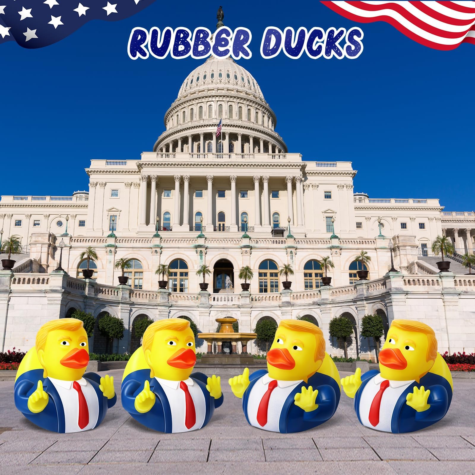 12 Pack President Rubber Ducks – Funny Patriotic Duckies for Bath, Car Dashboard, and Party Favors
