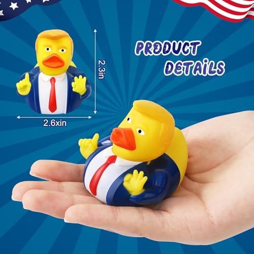 12 Pack President Rubber Ducks – Funny Patriotic Duckies for Bath, Car Dashboard, and Party Favors