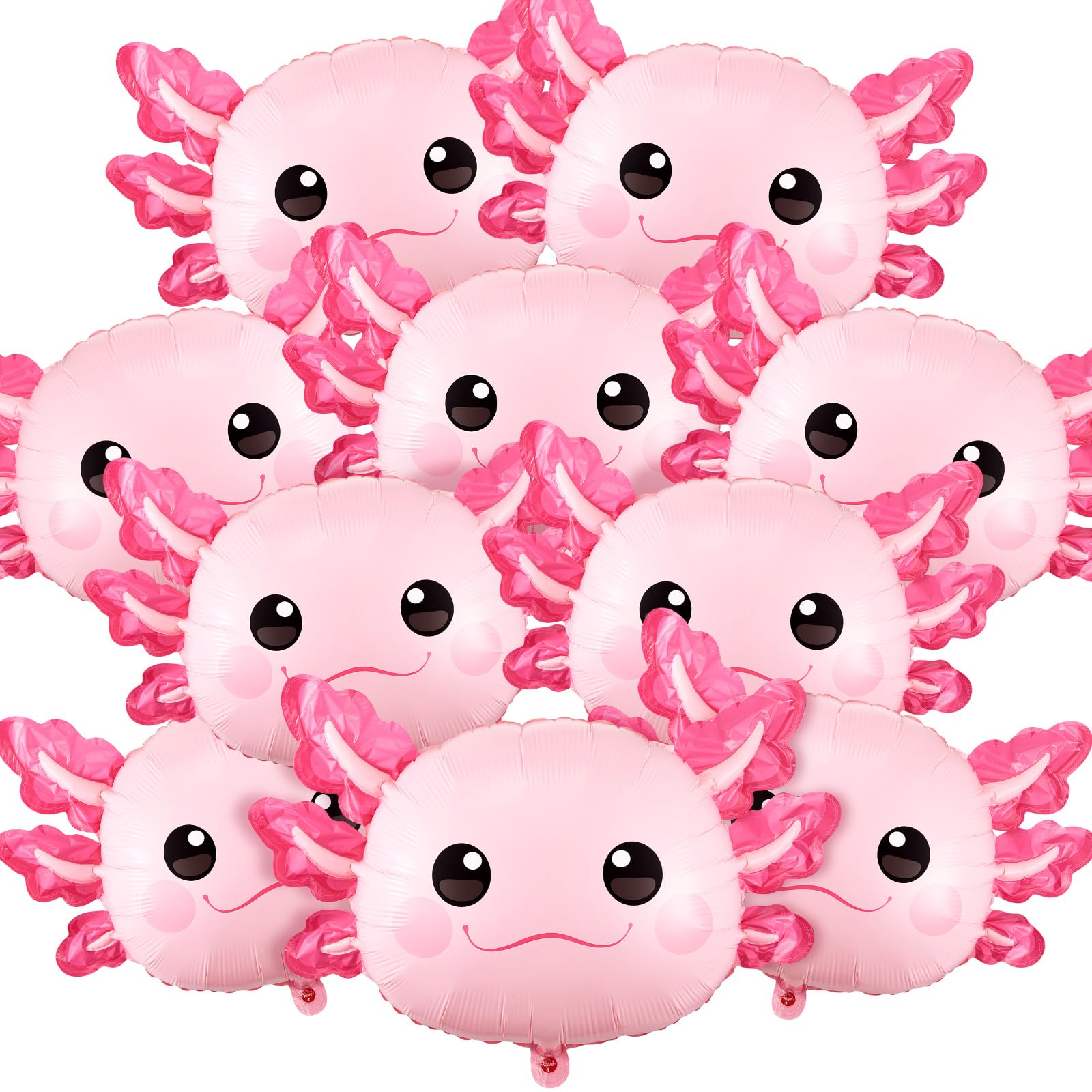 12 Pack PullCrease Axolotl Balloons – 34 Inch Pink Aluminum Foil Birthday Party Decorations