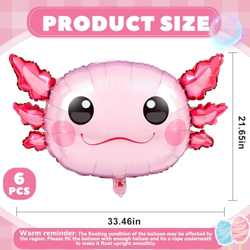 12 Pack PullCrease Axolotl Balloons – 34 Inch Pink Aluminum Foil Birthday Party Decorations