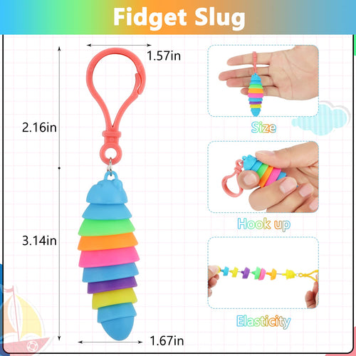 12 Pack Sensory Slug Fidget Toys – Articulated Stretch Caterpillars for Anxiety Relief and Party Favors