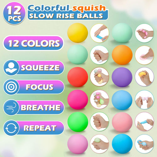 12-Pack Squeeze Stress Balls Set - Assorted Colors Fidget Toys for Anxiety Relief and Sensory Play