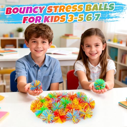 12 Pack Stringy Balls Fidget Toys – 2.75" Silicone Bouncy Stress Balls for Kids & Adults by Bloolilies