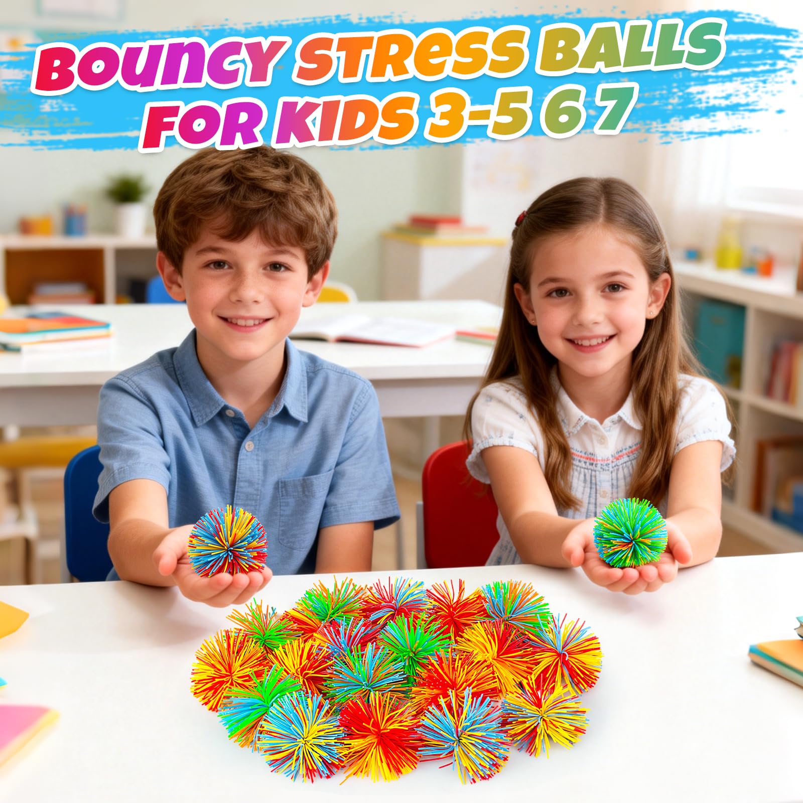 12 Pack Stringy Balls Fidget Toys – 2.75" Silicone Bouncy Stress Balls for Kids & Adults by Bloolilies