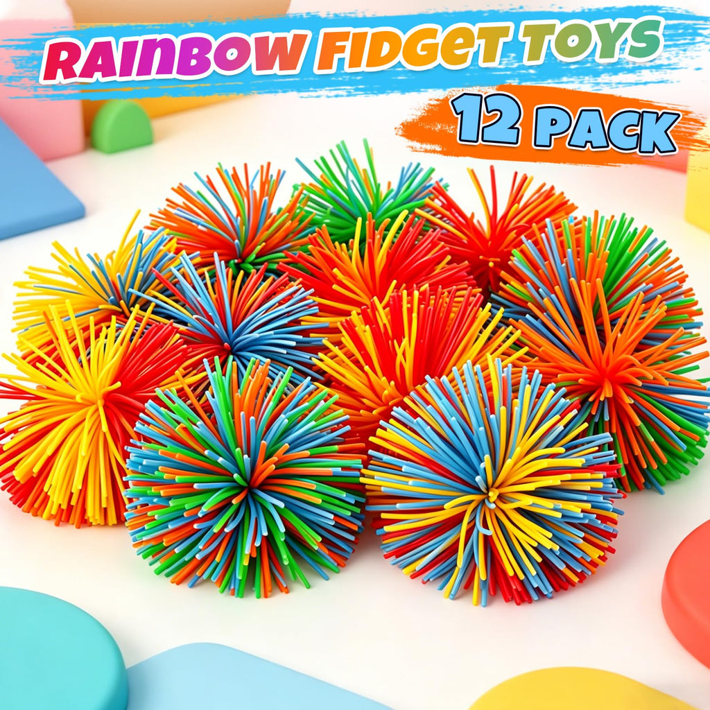 12 Pack Stringy Balls Fidget Toys – 2.75" Silicone Bouncy Stress Balls for Kids & Adults by Bloolilies