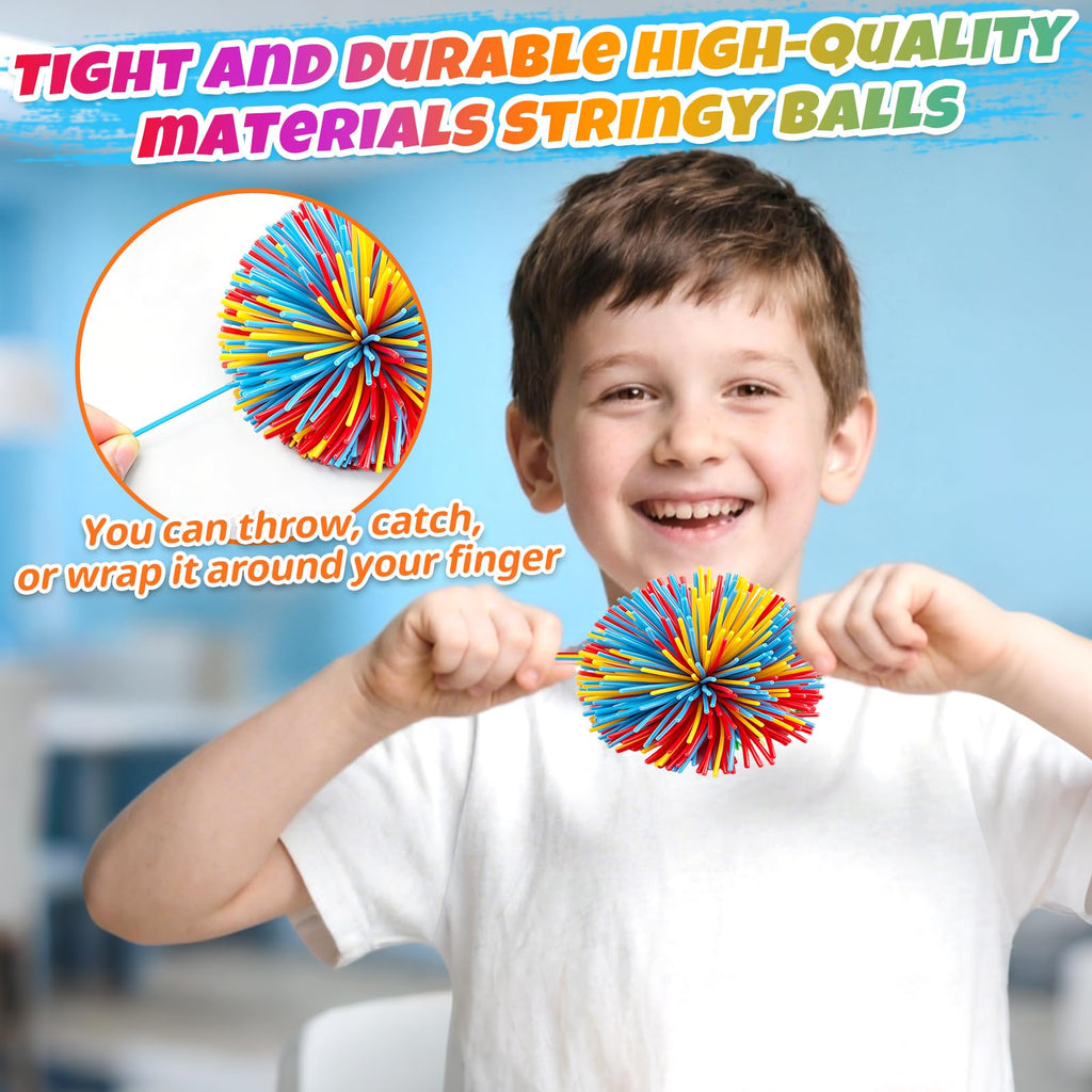 12 Pack Stringy Balls Fidget Toys – 2.75" Silicone Bouncy Stress Balls for Kids & Adults by Bloolilies