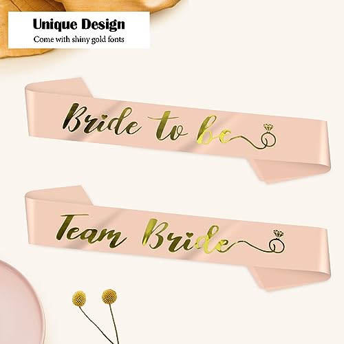 12-Pack Team Bride Sash Set for Bachelorette Party – Rose Gold Fabric Sashes (1 Bride + 11 Team)