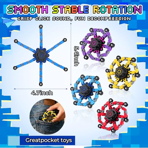 12 Pack Transformable Robot Fidget Spinners – DIY Chain Spinner Toys for Kids Adults Party Favors