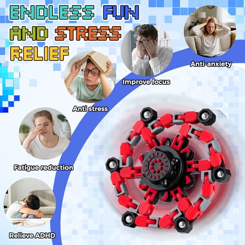 12 Pack Transformable Robot Fidget Spinners – DIY Chain Spinner Toys for Kids Adults Party Favors