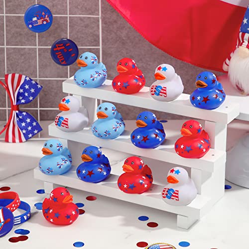 12 Patriotic Rubber Ducks - 4th of July Independence Day Bath Toys, 2 Inch USA Flag Ducks for Kids