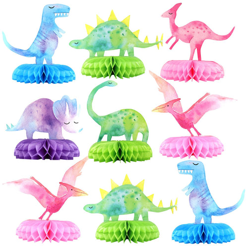 12 PCS Dinosaur Baby Shower Centerpieces – Honeycomb Table Decorations by HaPiBiDesign