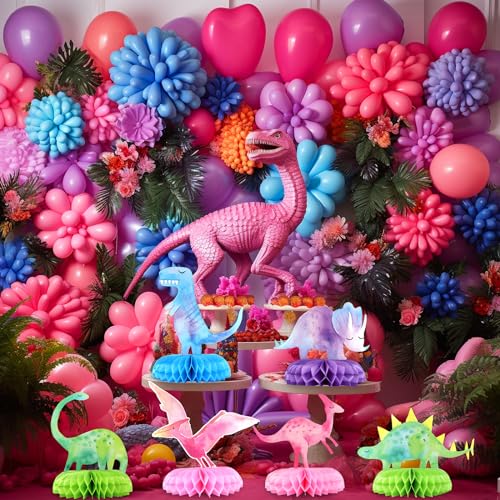 12 PCS Dinosaur Baby Shower Centerpieces – Honeycomb Table Decorations by HaPiBiDesign