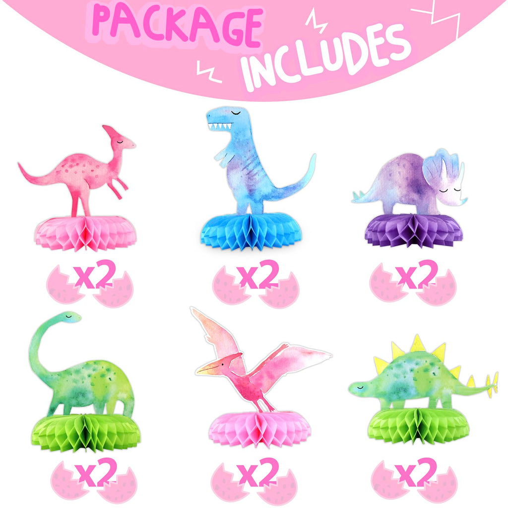 12 PCS Dinosaur Baby Shower Centerpieces – Honeycomb Table Decorations by HaPiBiDesign