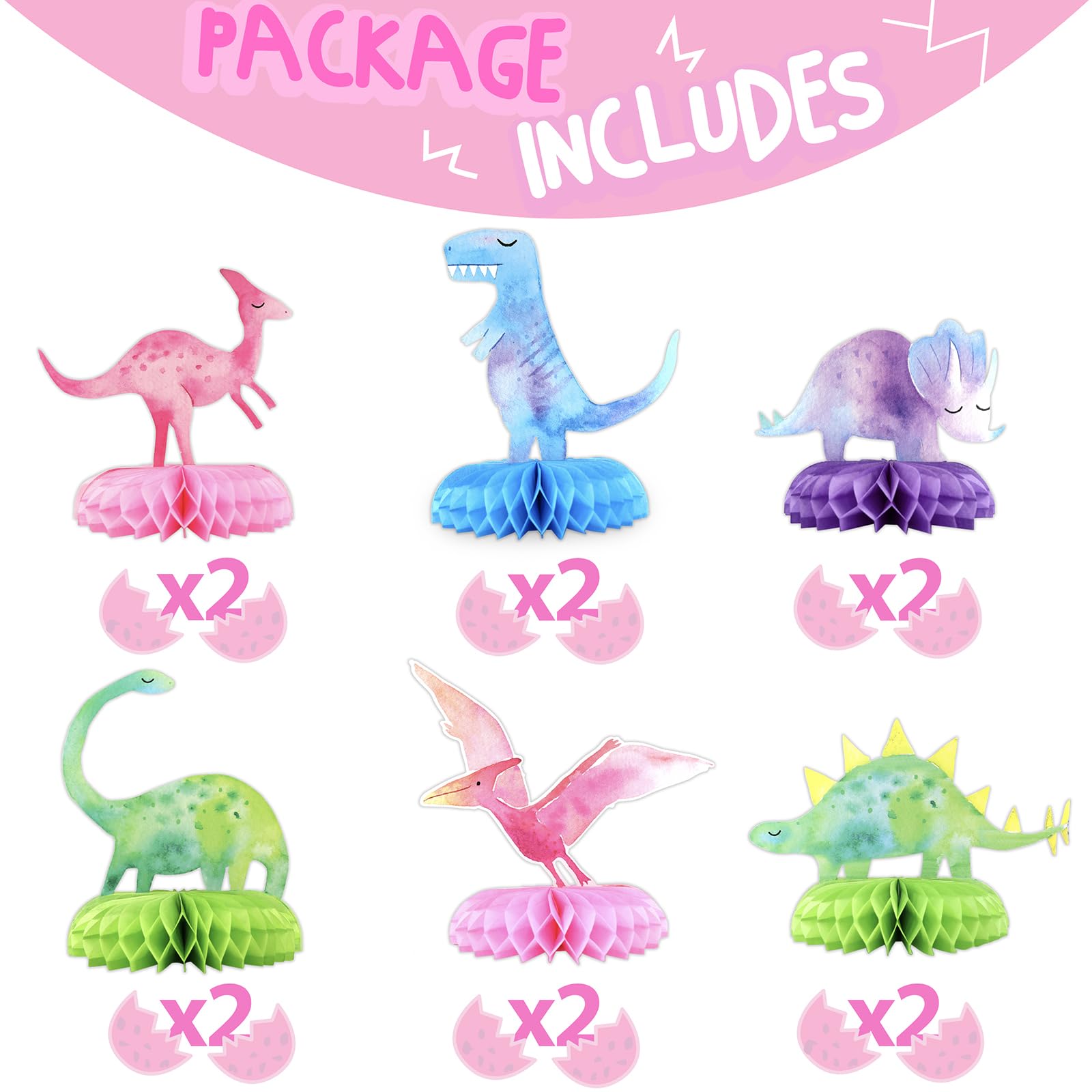 12 PCS Dinosaur Baby Shower Centerpieces – Honeycomb Table Decorations by HaPiBiDesign
