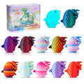 12-Piece 3D Printed Dragon Eggs Set – Articulated Crystal Fidget Toys with Dragon Inside for Desk Decor, Easter Basket Fillers (Series A)