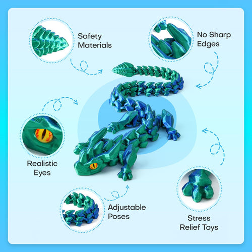 12-Piece 3D Printed Dragon Eggs Set – Articulated Crystal Fidget Toys with Dragon Inside for Desk Decor, Easter Basket Fillers (Series A)