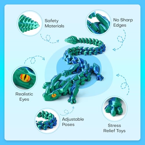 12-Piece 3D Printed Dragon Eggs Set – Articulated Crystal Fidget Toys with Dragon Inside for Desk Decor, Easter Basket Fillers (Series A)