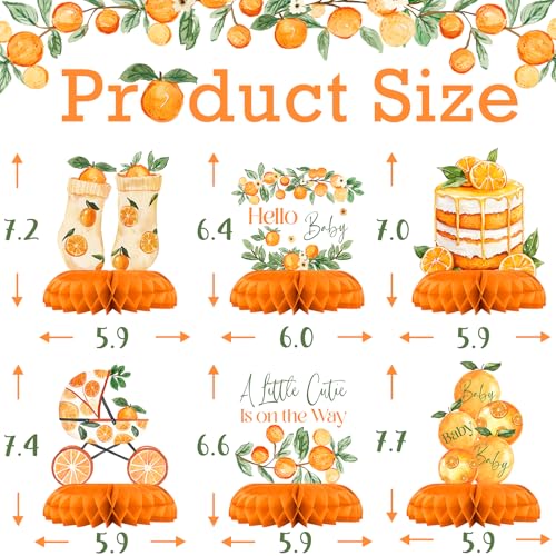 12-Piece A Little Cutie Baby Shower Centerpieces – Orange Citrus Gender Neutral Decor by Celee