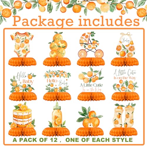 12-Piece A Little Cutie Baby Shower Centerpieces – Orange Citrus Gender Neutral Decor by Celee