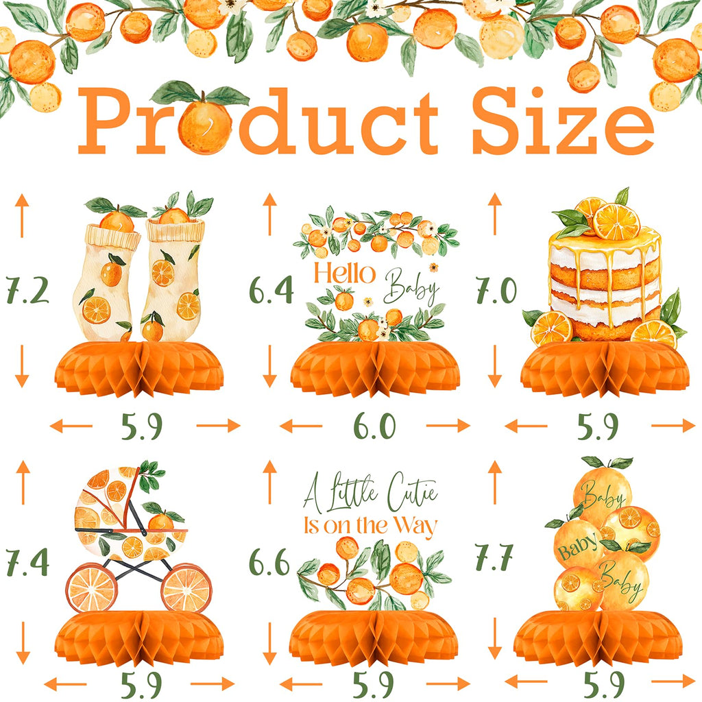 12-Piece A Little Cutie Baby Shower Centerpieces – Orange Citrus Gender Neutral Decor by Celee