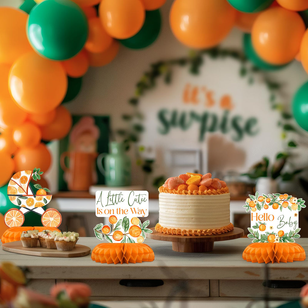 12-Piece A Little Cutie Baby Shower Centerpieces – Orange Citrus Gender Neutral Decor by Celee