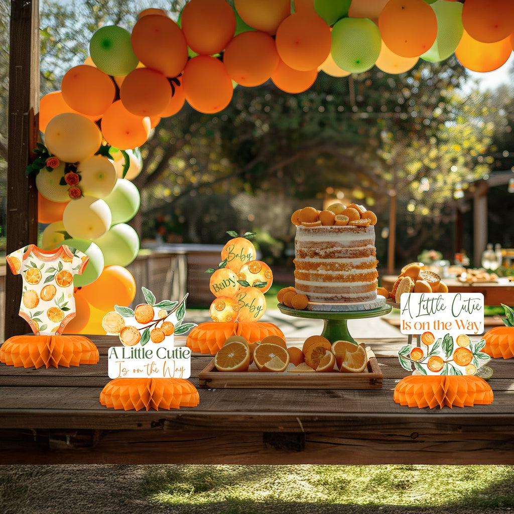 12-Piece A Little Cutie Baby Shower Centerpieces – Orange Citrus Gender Neutral Decor by Celee