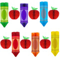 12-Piece Back-to-School Honeycomb Hanging Decorations – Crayon & Apple Shapes for Classroom Ceiling