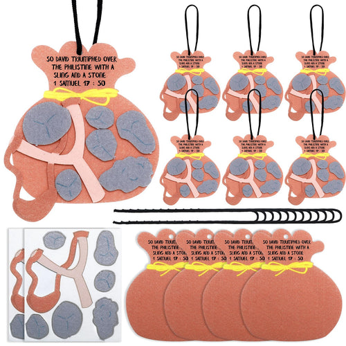 12-Piece David and Goliath Ornament Craft Kit – Felt Bible Story Activity for Sunday School & Home