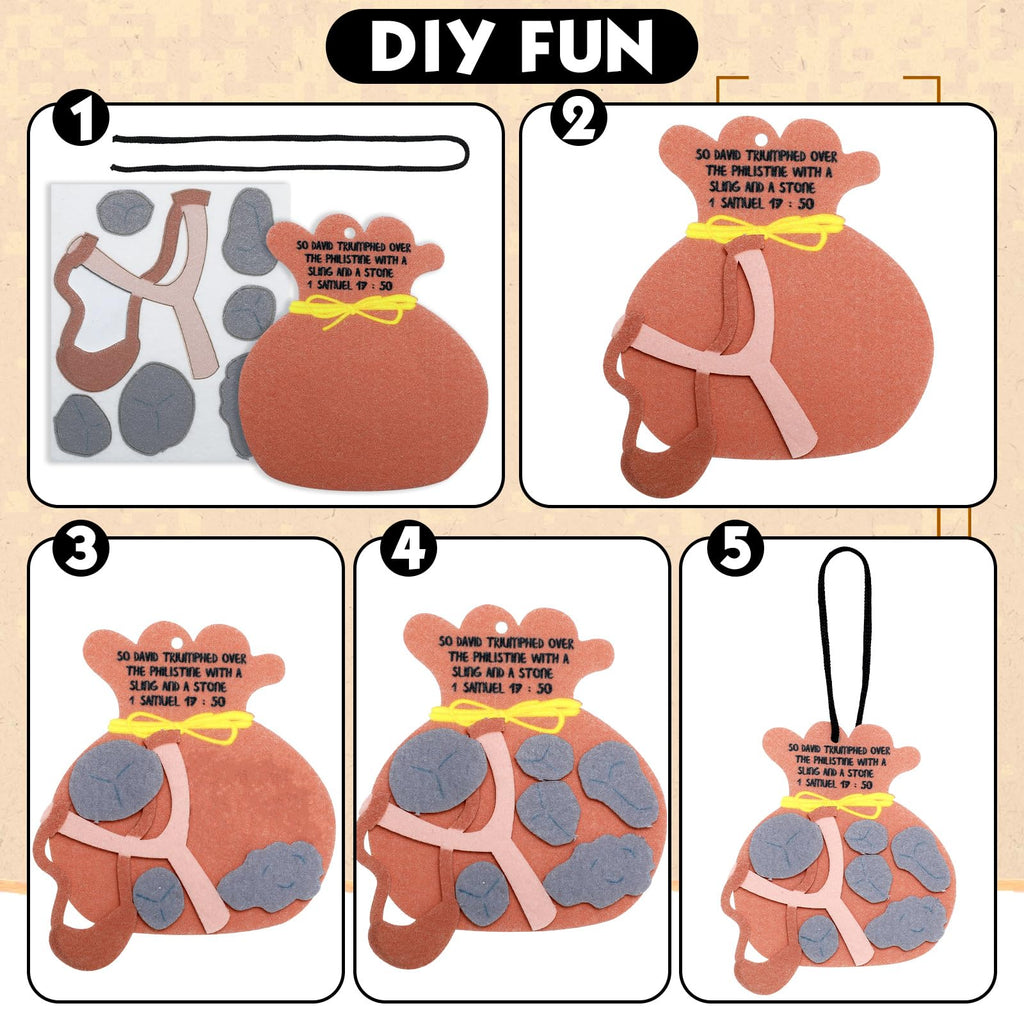 12-Piece David and Goliath Ornament Craft Kit – Felt Bible Story Activity for Sunday School & Home