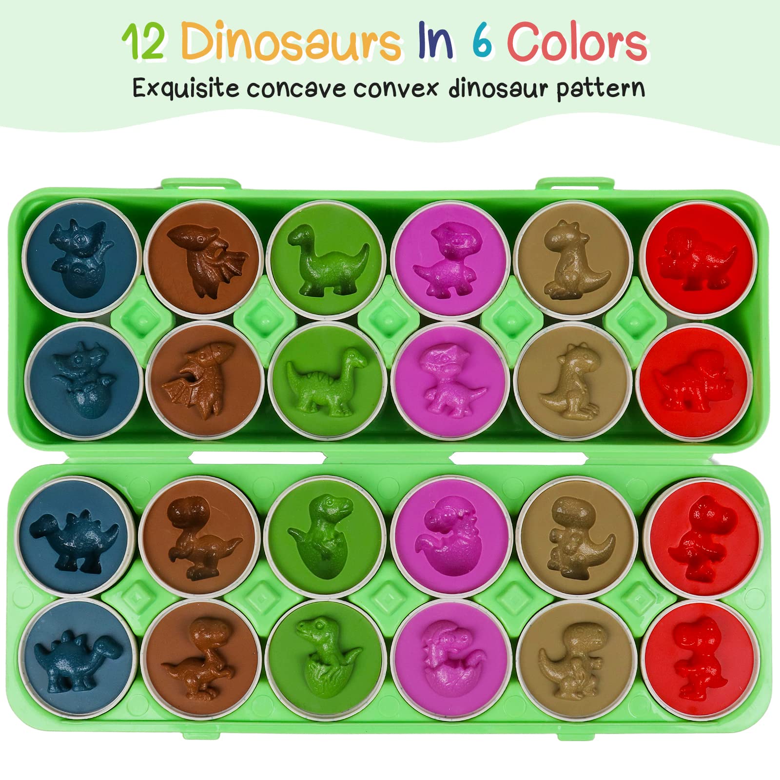 12-Piece Dinosaur Egg Matching Puzzle – Montessori Shape & Color Sorting Toy for Toddlers 1-3