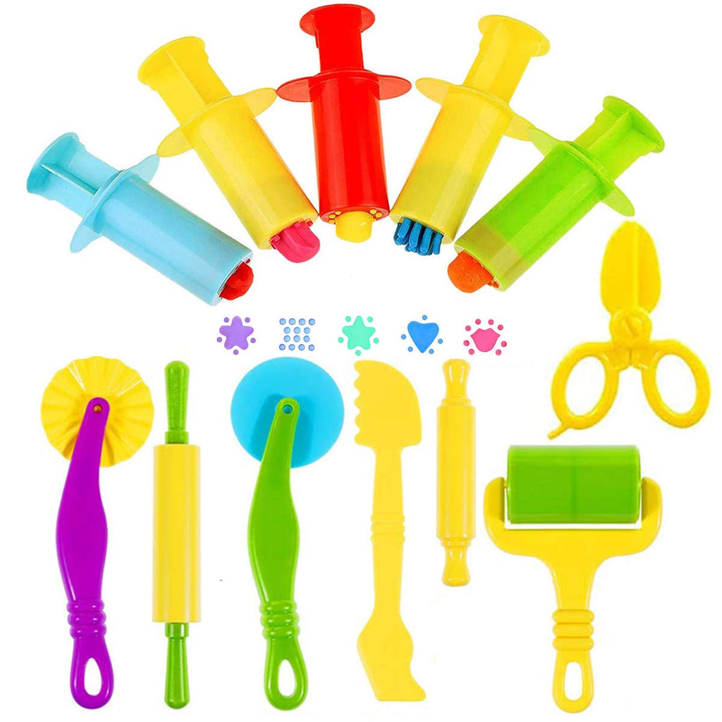 12-Piece Dough Tools Set for Kids – Includes 5 Extruders, Scissors, Rollers, Cutters | Non-Toxic ABS Plastic, Ages 3+