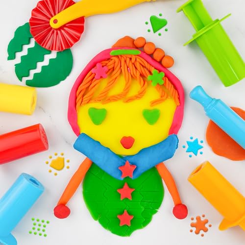 12-Piece Dough Tools Set for Kids – Includes 5 Extruders, Scissors, Rollers, Cutters | Non-Toxic ABS Plastic, Ages 3+