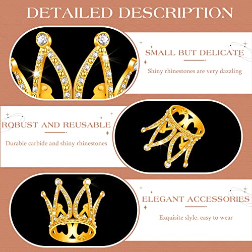 12-Piece Mini Crown Cake Toppers – Gold Alloy & Crystal Tiny Queen Tiaras for Wedding, Birthday & Baby Shower