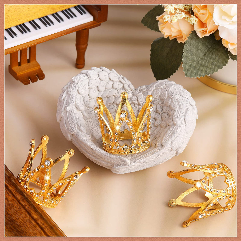 12-Piece Mini Crown Cake Toppers – Gold Alloy & Crystal Tiny Queen Tiaras for Wedding, Birthday & Baby Shower