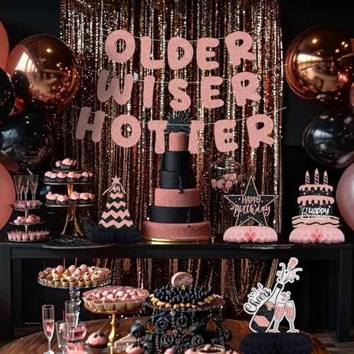 12-Piece Pink and Black Honeycomb Birthday Table Centerpieces - Celee Party Decorations for Women or Girls