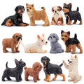 12 Realistic Hand-Painted Dog Figurines Set - Mini Plastic Puppies for Cake Toppers, Party Favors, and Imaginative Play