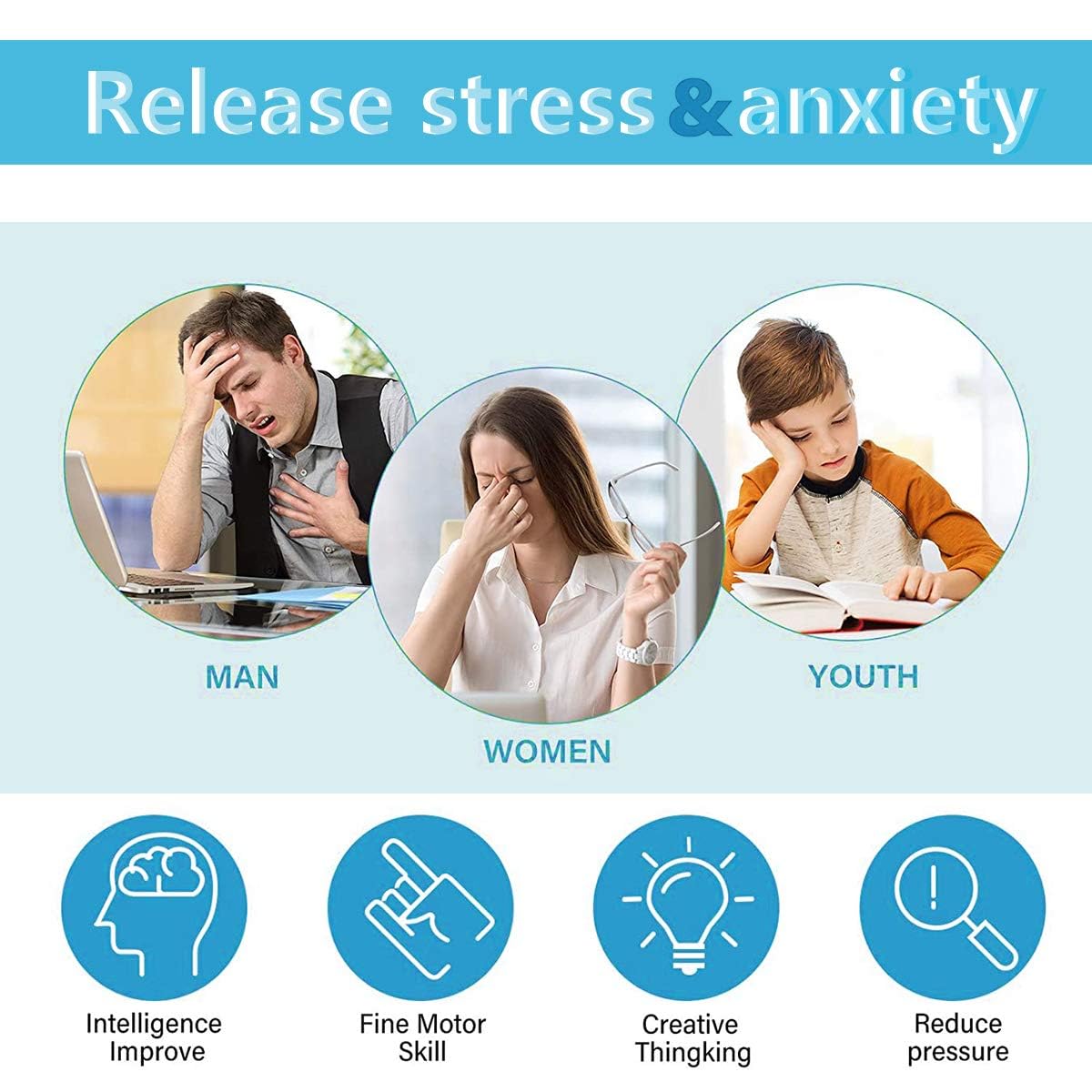 12-Sided Fidget Cube – Stress & Anxiety Relief Toy for Kids & Adults (Black)