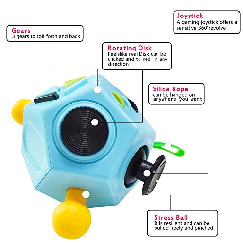 12-Sided Fidget Cube Toy – Stress Relief for Kids & Adults (Blue)