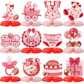 12 Strawberry Baby Shower Honeycomb Centerpieces - Berry Sweet Theme Party Table Topper Decor by ZCPTZ