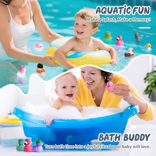 12 Unique Animal and Landmark Rubber Ducks – No-Hole Bath Toys for Toddlers 18+ Months