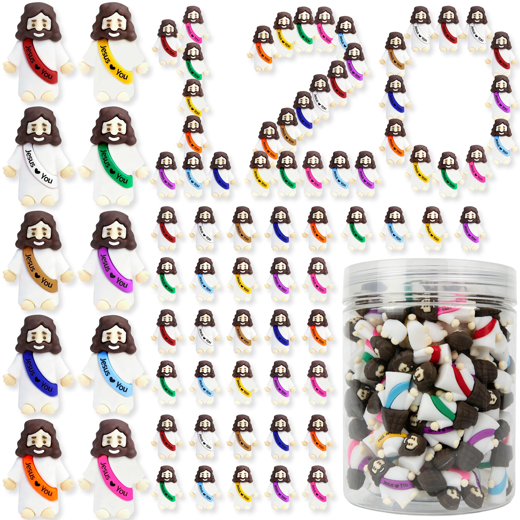 120 Mini Jesus Figures – Rubber Bulk Pack for Easter Egg Fillers, Hide & Seek, Party Favors
