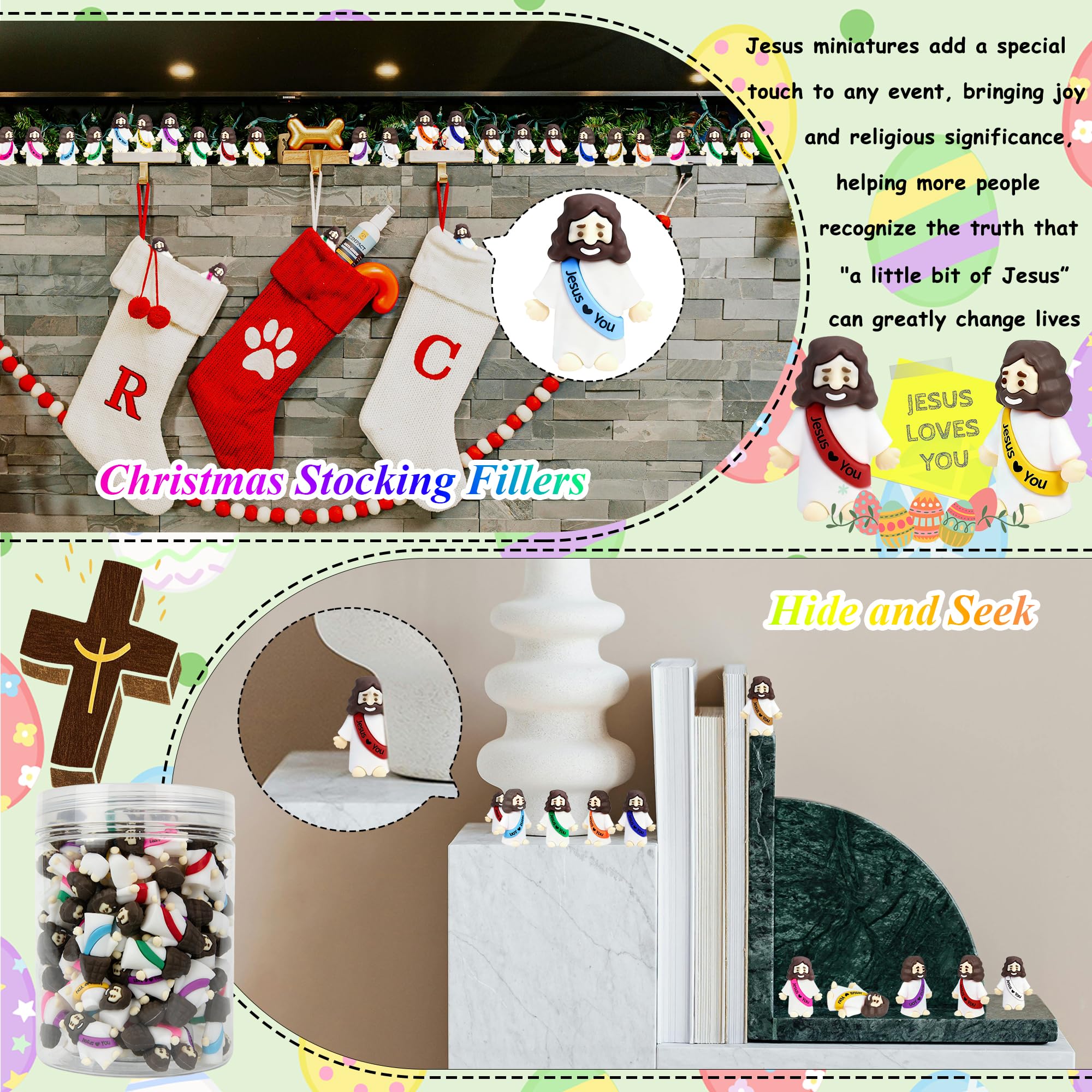 120 Mini Jesus Figures – Rubber Bulk Pack for Easter Egg Fillers, Hide & Seek, Party Favors