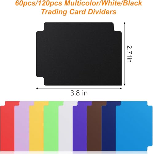 120-Pack Multicolor Trading Card Dividers with Tabs - 2.71 x 3.8 Inches Plastic Card Separators for Sports, Trading, and Photo Cards