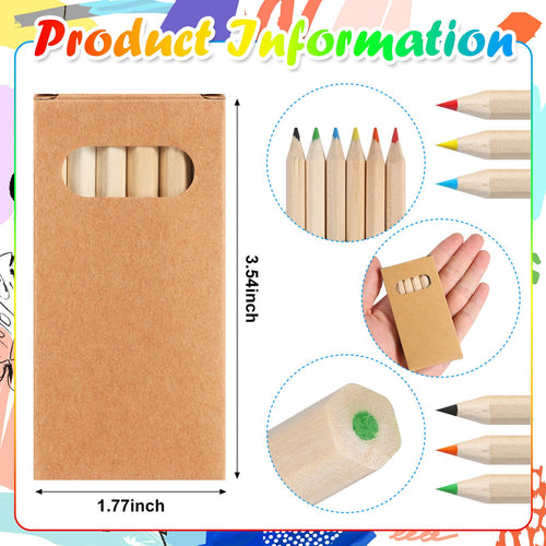 120 Pcs Mini Colored Pencils Bulk – 20 Kraft Boxes of 6 Pre-sharpened Short Pencils for Kids, Party Favors, Classroom Supplies by TSIS MHUO